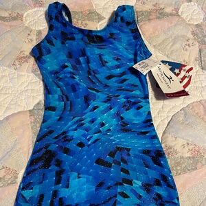 Motionwear Blue Athletic Kids Girls Romper Tank Shorts Leotard NEW IC 6X-7 NWT